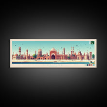 Load image into Gallery viewer, Lahore, Pakistan Panoramic Travel Poster Canvas Print, Lahore, Pakistan Painting, Pakistan Art, Lahore Travel Art, Guest Room Painting
