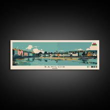 Load image into Gallery viewer, Bangor, Wales Panoramic Canvas Print, Bangor, Wales Painting, Wales Art, Bangor Travel Poster, Travel Art, Housewarming Gift
