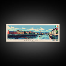 Load image into Gallery viewer, Derry City, Ireland Panoramic Canvas Print, Derry City, Ireland Painting, Ireland Art, Derry City Travel Poster, Travel Art, Living Room Painting
