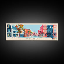 Load image into Gallery viewer, Oshawa, Canada Panoramic Canvas Print, Oshawa, Canada Painting, Canada Art, Oshawa Travel Poster, Travel Art, Housewarming Gift
