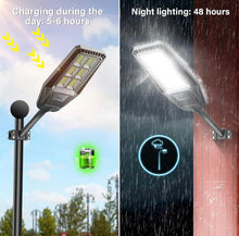 Load image into Gallery viewer, 1500W Solar Street Light 30000LM LED Outdoor Waterproof Dusk to Dawn for Yard Lighting IP66 6000K with Bracket and Remote Control
