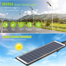 Load image into Gallery viewer, 1000W Solar Street Light Motion Sensor, 80000LM IP65 Waterproof with Remote Control
