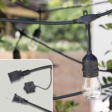 Load image into Gallery viewer, 48FT Outdoor LED String Lights Plug-In - 24 Shatter Resistant and Waterproof Bulbs - Commercial Grade - UL Listed Heavy Duty Wire
