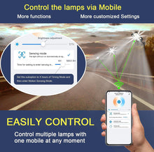 Carregar imagem no visualizador da galeria, 2000W Solar Street Light Outdoor, 250000LM 6500K with Mobile App Remote Control Dusk to Dawn LED Motion Sensor
