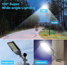 Load image into Gallery viewer, 1500W Solar Street Light 30000LM LED Outdoor Waterproof Dusk to Dawn for Yard Lighting IP66 6000K with Bracket and Remote Control
