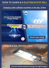 Carregar imagem no visualizador da galeria, 2000W Solar Street Light Outdoor, 250000LM 6500K with Mobile App Remote Control Dusk to Dawn LED Motion Sensor
