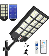 Carregar imagem no visualizador da galeria, 2000W Solar Street Light Outdoor, 250000LM 6500K with Mobile App Remote Control Dusk to Dawn LED Motion Sensor
