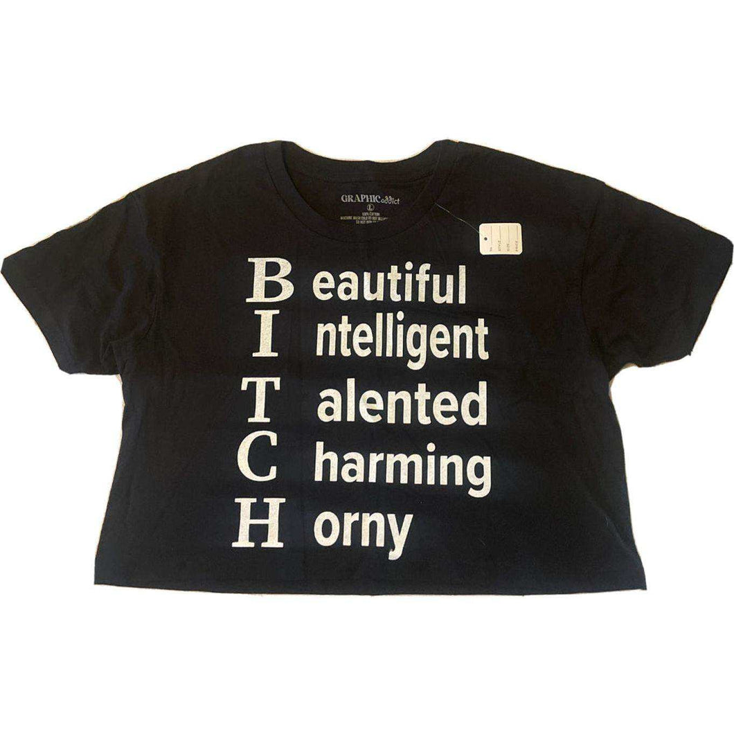 Beautiful Intelligent Talented Charming Horny Low Cut Tshirt