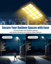 Load image into Gallery viewer, 1800W LED Street Light Outdoor - [Warm White] 3000K Solar Street Lights , Dusk to Dawn, Motion Sensor With Remote
