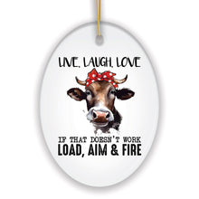 Carregar imagem no visualizador da galeria, Funny Country Style Armed Cow Quote Ornament, Heifer and Guns
