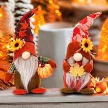 Cargar imagen en el visor de la galería, Fall Inspired Plush Gnome Set, Pumpkin, Autumn Leaf, and Sunflower Elements
