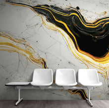 Cargar imagen en el visor de la galería, Luxurious Marble Wallpaper. Gold and Black Marble Slate Wall Mural. #6735
