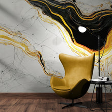 Cargar imagen en el visor de la galería, Luxurious Marble Wallpaper. Gold and Black Marble Slate Wall Mural. #6735
