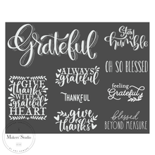Load image into Gallery viewer, Grateful Quotes - Mesh Stencil 8.5x11
