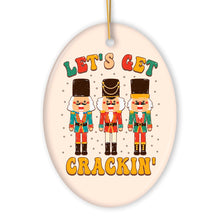 Carregar imagem no visualizador da galeria, Groovy Let’s Get Crackin’ Retro Christmas Ornament with Nutcracker Art
