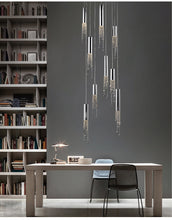 Load image into Gallery viewer, Hanging crystal light fixture for lobby, staircase, loft, stairwell
