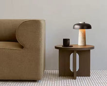 Carregar imagem no visualizador da galeria, Nogy Mushroom Table Lamp – Textured Travertine Base &amp; Matte Black Dome
