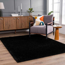 Cargar imagen en el visor de la galería, Faina Solid Black Shag Rug Washable
