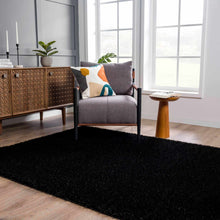 Cargar imagen en el visor de la galería, Faina Solid Black Shag Rug Washable
