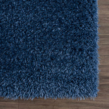 Carregar imagem no visualizador da galeria, Faina Solid Dark Blue Shag Rug Washable
