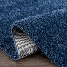 Carregar imagem no visualizador da galeria, Faina Solid Dark Blue Shag Rug Washable
