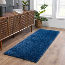 Carregar imagem no visualizador da galeria, Faina Solid Dark Blue Shag Rug Washable
