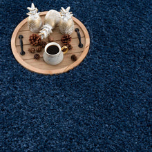 Carregar imagem no visualizador da galeria, Faina Solid Dark Blue Shag Rug Washable
