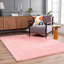 Carregar imagem no visualizador da galeria, Faina Solid Pink Shag Rug Washable
