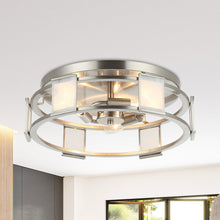Load image into Gallery viewer, Industrial 15 Inch Satin Nickel 3-Light Flush Mount Ceiling Light
