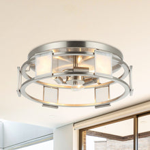 Cargar imagen en el visor de la galería, Industrial 15 Inch Satin Nickel 3-Light Flush Mount Ceiling Light
