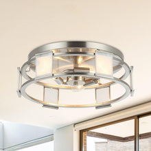 Load image into Gallery viewer, Industrial 15 Inch Satin Nickel 3-Light Flush Mount Ceiling Light
