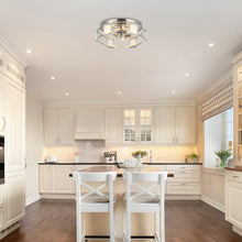 Load image into Gallery viewer, Industrial 15 Inch Satin Nickel 3-Light Flush Mount Ceiling Light
