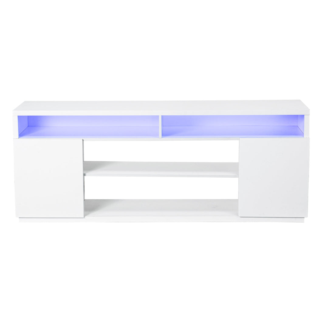 Modern 68 Inch TV Stand Media Console with LED Lights for Living Room