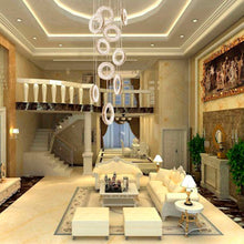 Load image into Gallery viewer, 10 Lights - Hanging LED crystal lamp for staircase, lobby, living space, stairwell
