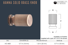 Load image into Gallery viewer, Hanna Solid Brass Cabinet Knob
