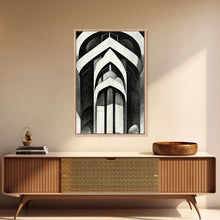 Carregar imagem no visualizador da galeria, Black And White Art Print, Art Deco Architecture, Framed Canvas Print, Ready To Hang Framed Wall Art, Living Room Wall Hanging
