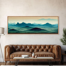 Load image into Gallery viewer, Emerald Green Rolling Hills and Mountains, Landscape Art, Ready To Hang Canvas Print, Framed Wall Art
