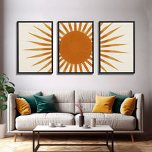 Carregar imagem no visualizador da galeria, Glamorous Sunburst Wall Art, Art Deco, Framed Canvas Print, Starburst Print, Atomic Age Art, Gold Sun Art, Wall Decor, Home Decor
