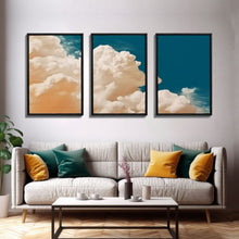 Load image into Gallery viewer, Cloud Wall Art Triptych 3 Piece Set Blue Wall Art Abstract Art Print Minimalist Wall Ar Indigo Art Maximalist Deco Sky Wall Art Sky Print
