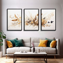Carregar imagem no visualizador da galeria, Boho Style Minimalist Farmhouse 3 Piece Wall Art, White Background Wildflowers, Botanical Floral Art, Rustic Chic Decor
