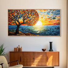 Load image into Gallery viewer, Mosaic Wall Art, Abstract Wall Art, Nature Wall Print, Sunset Art, Canvas Print, Wall Hanging, Panoramic Art, Kitchen Wall Art, Gift Ideas
