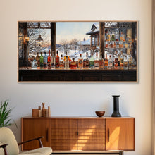 Load image into Gallery viewer, Bar Wall Decor, Winter Wall Print, Canvas Print, Wall Hanging, Panoramic Art, Home Bar Decor, Newlywed Gift, Tiny House Decor, Room Decor
