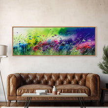 Load image into Gallery viewer, Framed Canvas Print of Colorful Wild Flower Field - Gallery-Wrapped Artwork - Ready to Hang - High Quality Artwork - Panoramic Art
