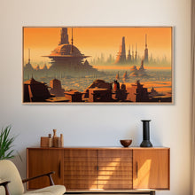 Load image into Gallery viewer, Futuristic Alien Desert World, Scifi Art, Framed Canvas Print, Cool Wall Art
