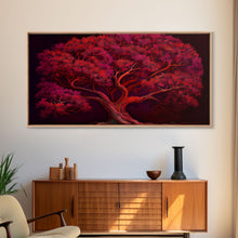 Load image into Gallery viewer, Blood red tree, fantasy horror art, framed canvas print
