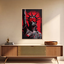 Load image into Gallery viewer, Blindfolded Statue of Liberty Graffiti art, framed canvas print, dystopian art
