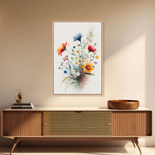 Load image into Gallery viewer, Colorful wildflowers, beautiful floral art, framed canvas print
