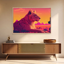 Cargar imagen en el visor de la galería, Cool lioness art, boss lady art, framed canvas print, pastel art of Africa
