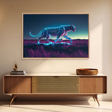 Load image into Gallery viewer, Robot Cheetah, Synthwave cyberpunk art, robot cheetah, framed canvas art, canvas print
