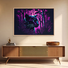 Load image into Gallery viewer, Vaporwave art,  framed canvas print, Jungle Panther synthwave portrait
